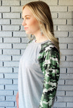 Load image into Gallery viewer, Country Camo 3-4 Sleeve Raglan Tee
