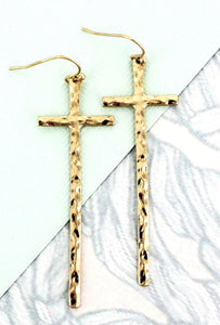 Goldtone Naples Cross Easter Earrings