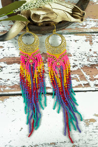 Sonora Sunset Aztec Boho Fringe Seed bead Earrings