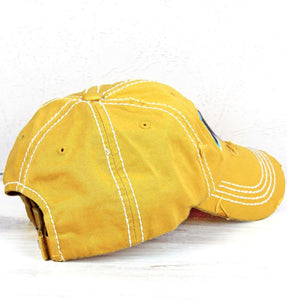 Mama With Tie Dye Mother's Day Distressed Hat - Mustard