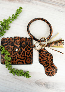 Brown Leopard Bangle With Card Holder And Chapstick Holder