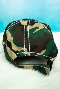 God Bless America Camo Distressed Hat