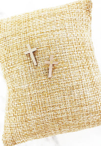 Petite Rose Goldtone Cross Easter Earrings
