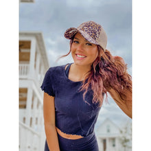 Load image into Gallery viewer, Leopard Criss Cross High Pony CC Hat
