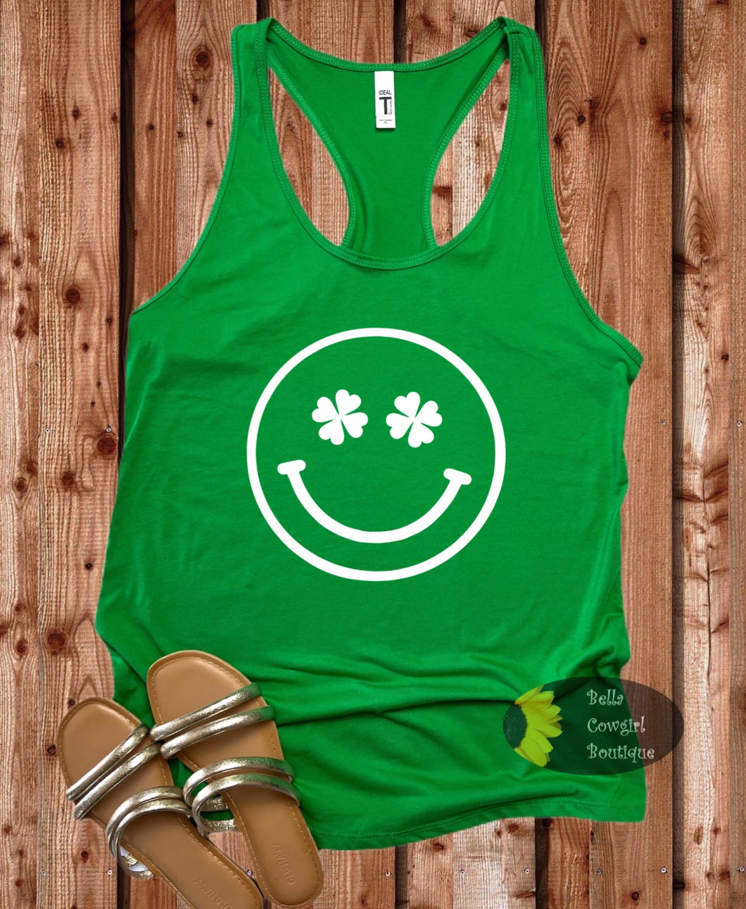 Lucky Clover Smiley Face Women's St. Patrick's Day Tank Top