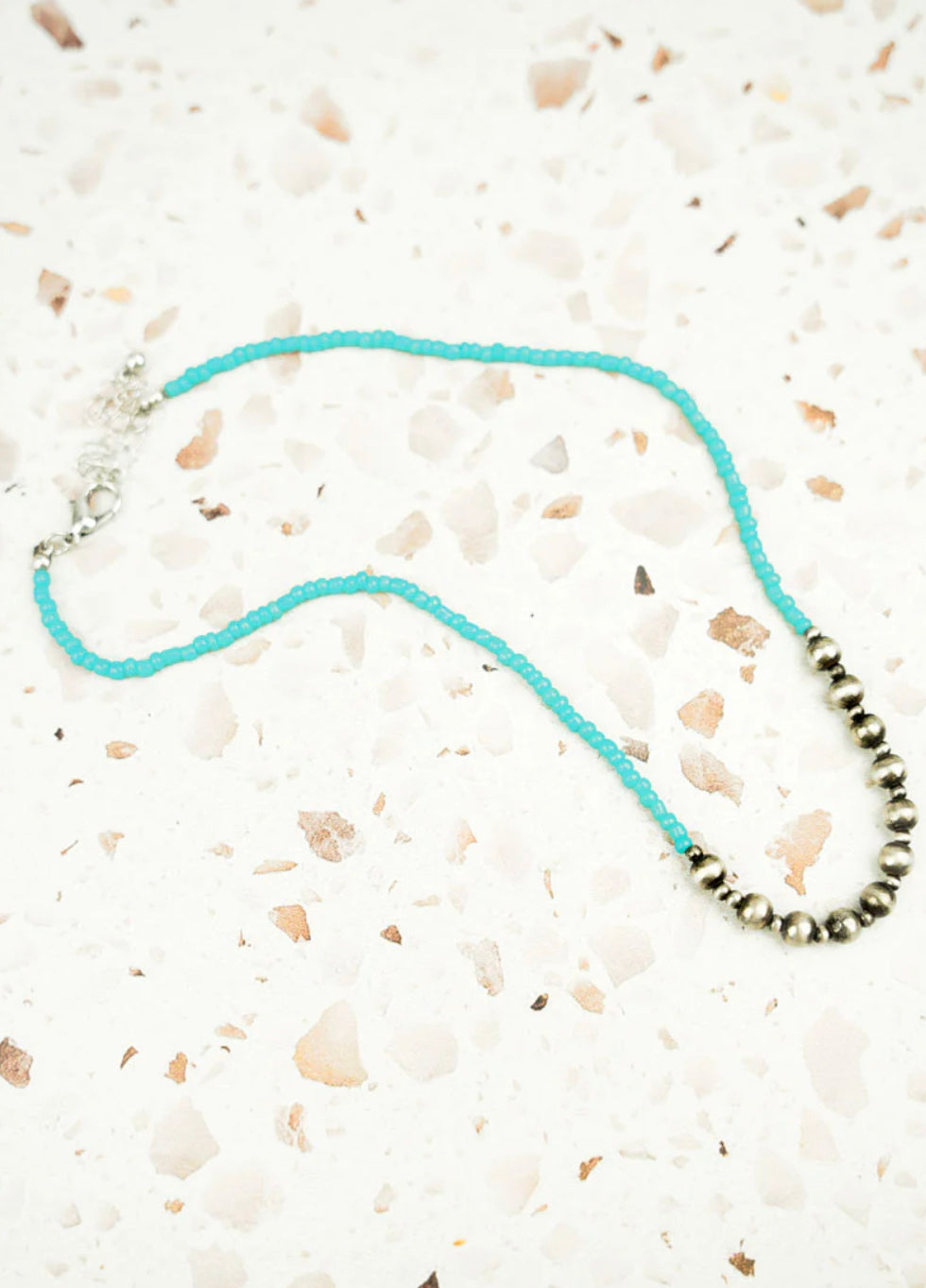 Turquoise And Silver Pearl Western Necklace