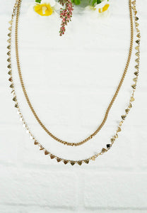 Layered Goldtone Heart Chain Choker Necklace