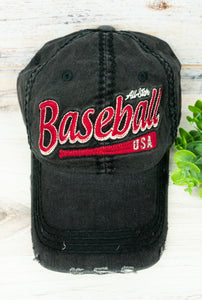 Black Baseball Distressed Hat
