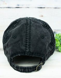 Black Baseball Distressed Hat