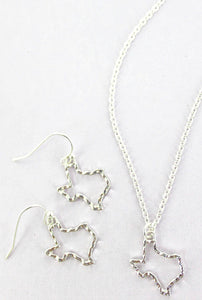 Silvertone Texas Choker Necklace & Earrings Set