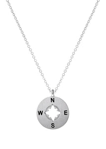 Petite Silvertone Compass Necklace