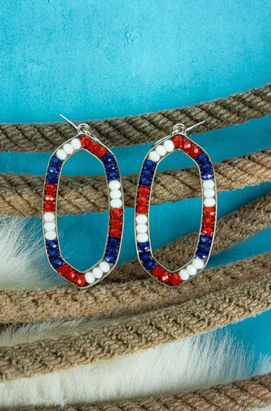 Red White And Blue Beaded American Patriotic Earrings