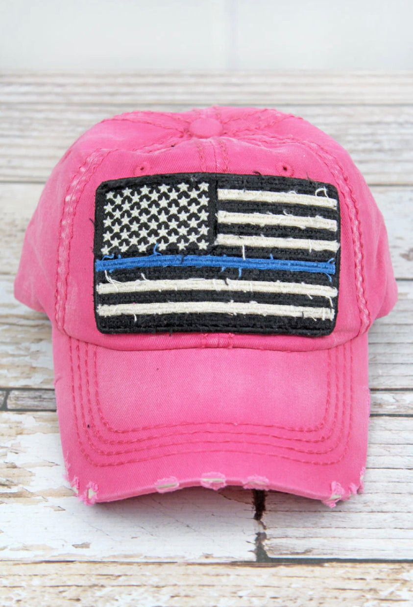Hot Pink Back The Blue Support Law Enforcement Distressed Hat