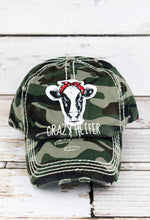 Load image into Gallery viewer, Camo Crazy Heifer Country Western Distressed Hat
