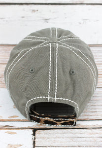 Leopard Happy Camper Steel Distressed Hat