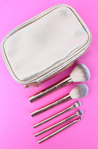 Rose Radiance 5 Piece Beauty Brush Set And Pouch