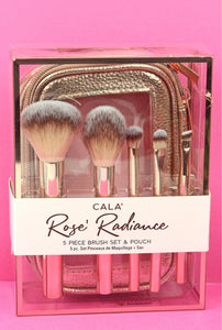 Rose Radiance 5 Piece Beauty Brush Set And Pouch