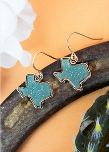 Turquoise Texas Druzy Goldtone Earrings