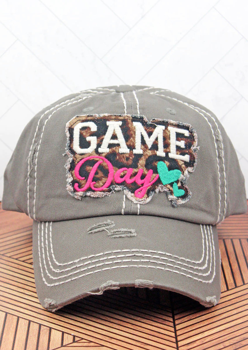 Leopard Gameday Steel Grey Distressed Hat