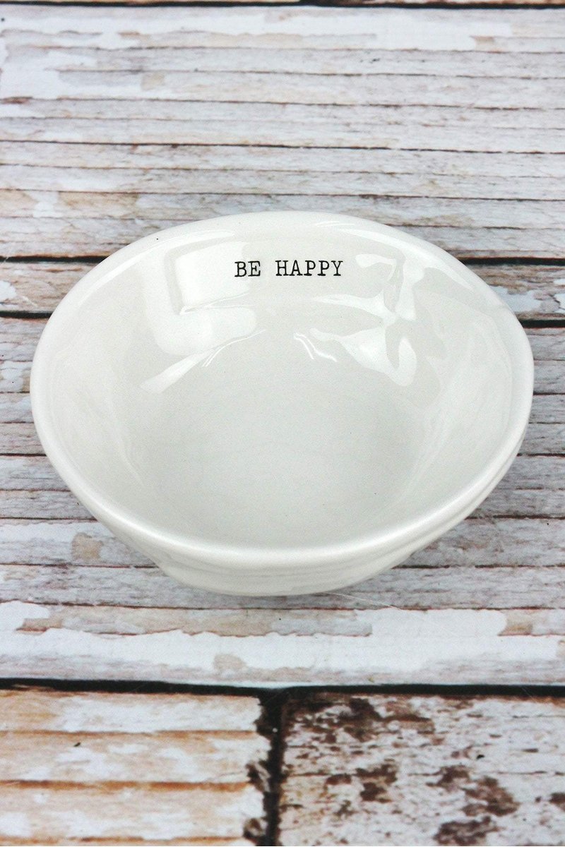 Ceramic Be Happy Trinket Farmhouse Decor Dish