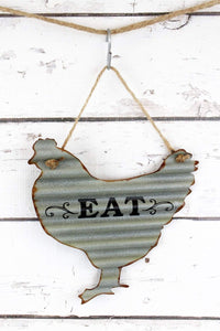 EAT Tin Rooster Farmhouse Wall Decor