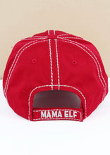 Load image into Gallery viewer, Mama Elf Red Plaid Christmas Distressed Hat - Red
