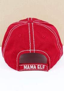 Mama Elf Red Plaid Christmas Distressed Hat - Red