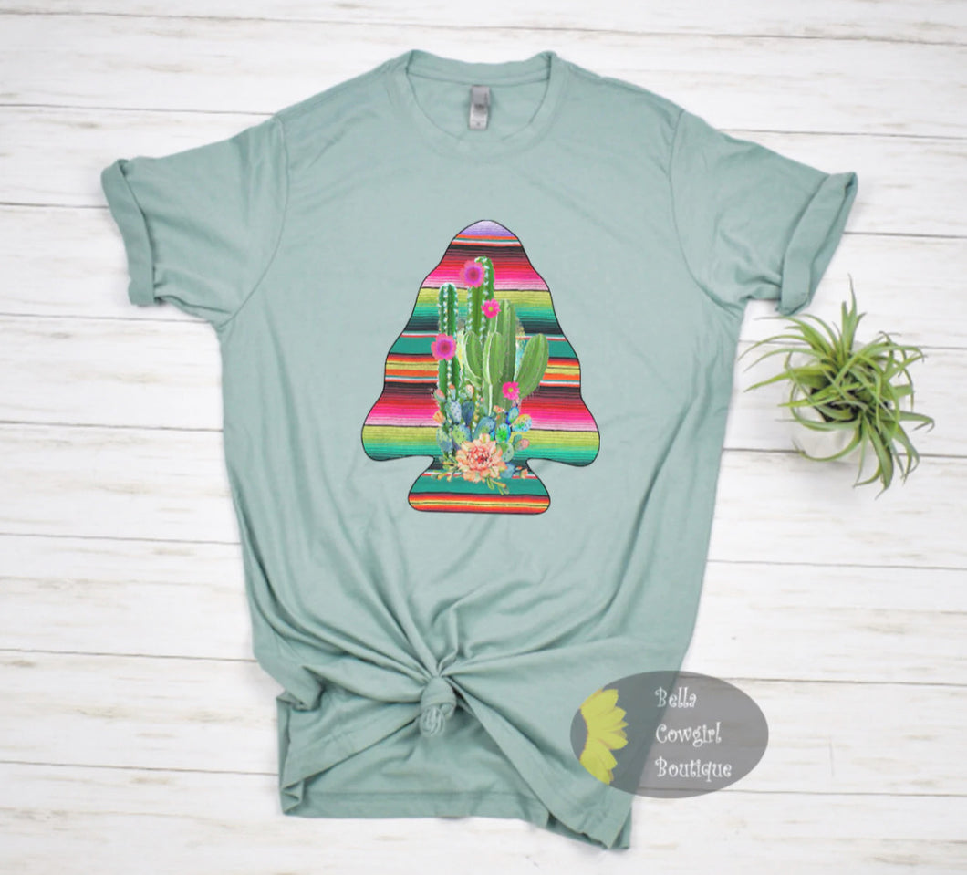 Blooming Cactus Serape Arrowhead Western T-Shirt