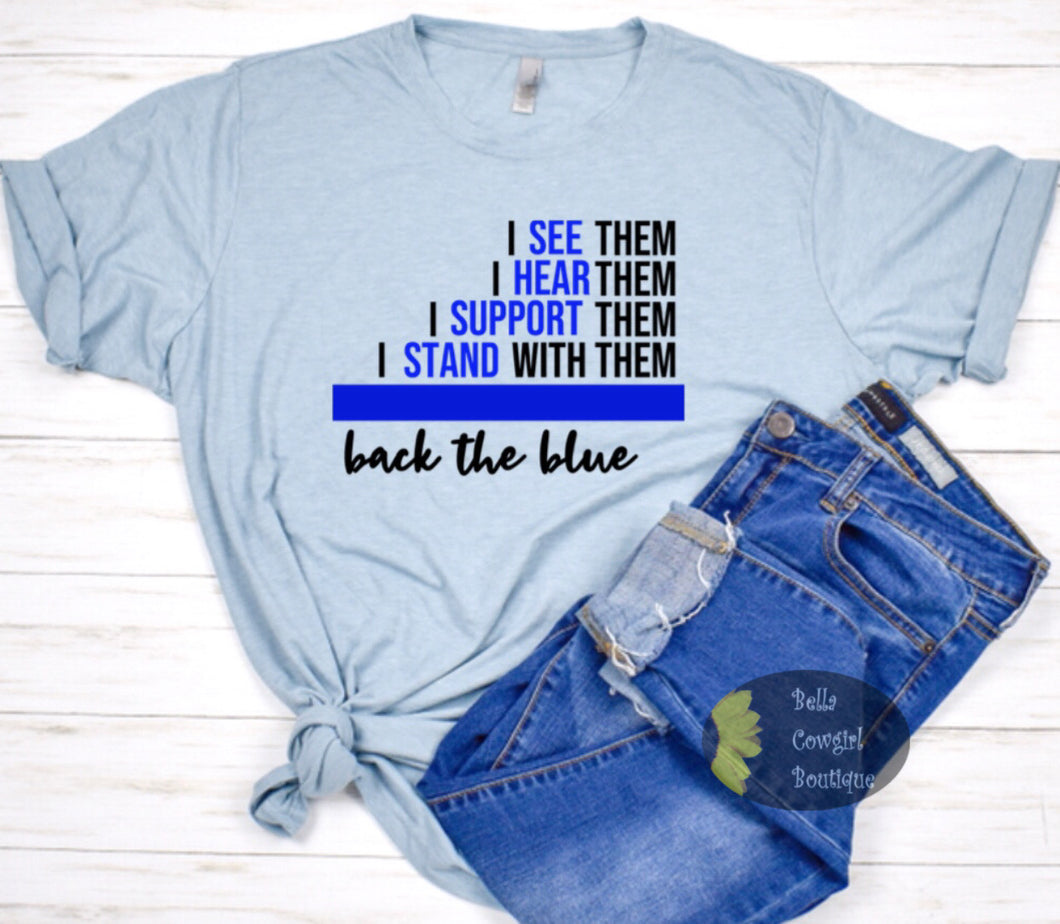 Back The Blue Support Law Enforcement Blue Lives Matter Adult T-Shirt