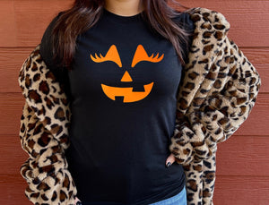 Pumpkin With Lashes Halloween Women's T-Shirt