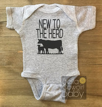 Load image into Gallery viewer, New To The Herd Farmhouse Baby Onesie
