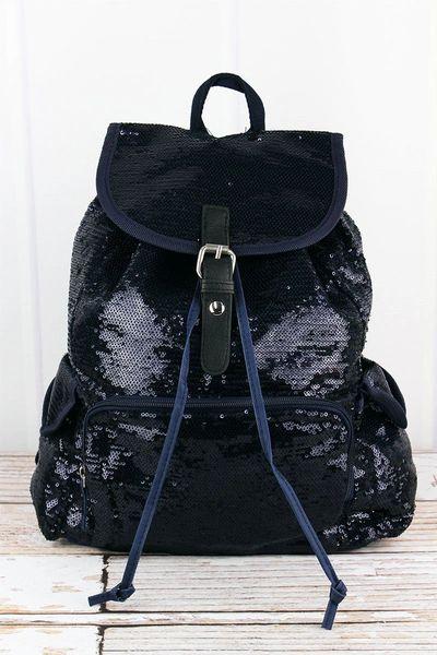 Navy & Black Sequenced Backpack Bag