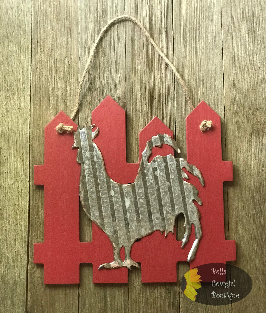 Rooster Chicken Picket Fence Farmhouse Wall Decor