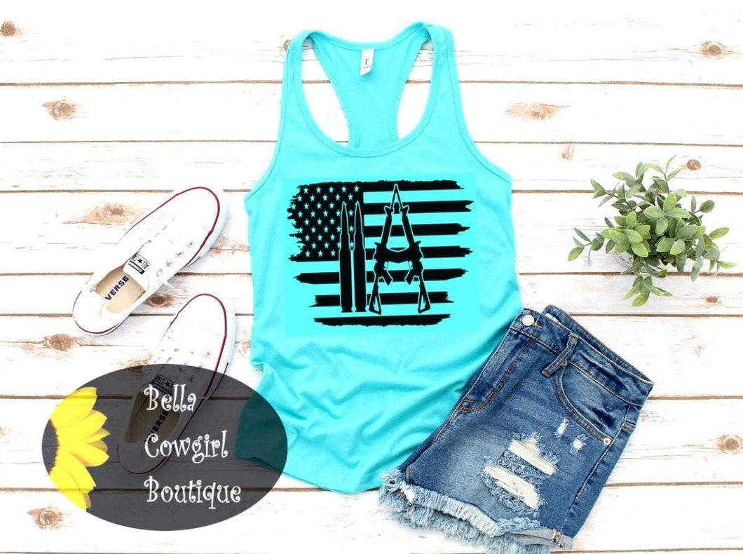 Second Amendment Bullet Flag Racerback Tank Top