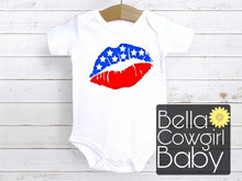 Load image into Gallery viewer, USA Flag Lips Baby Onesie Bodysuit
