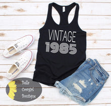 Load image into Gallery viewer, Vintage Year Personalized Birthday Racerback Tank Top
